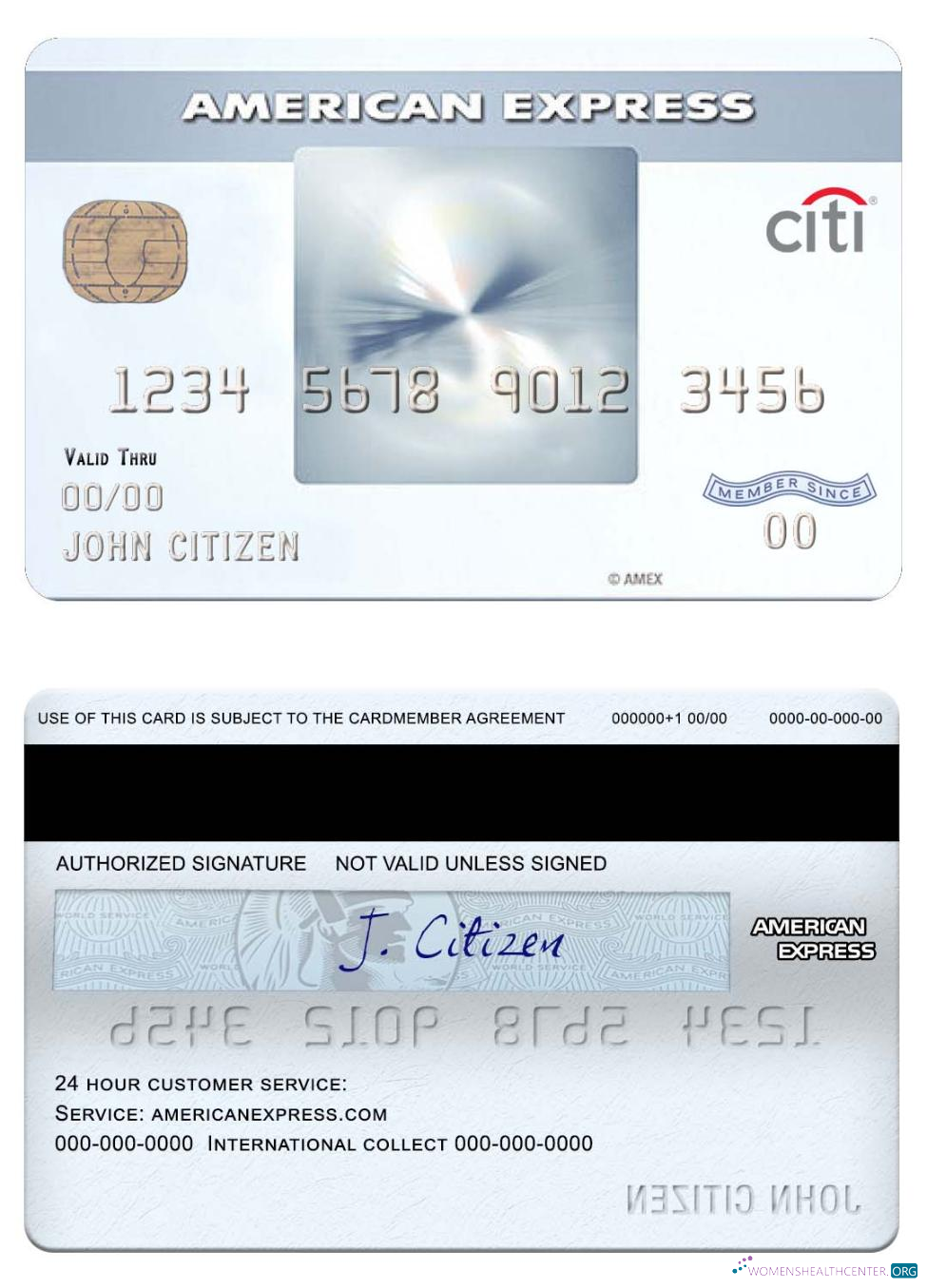 Download USA CITIbank amex everyday® credit card Photoshop template